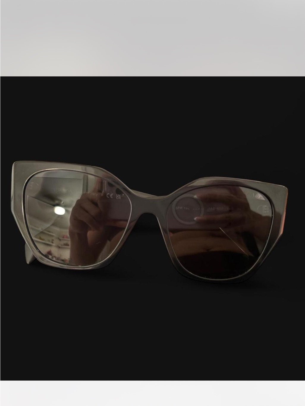 Prada Black Gray Cat-Eye Sunglasses